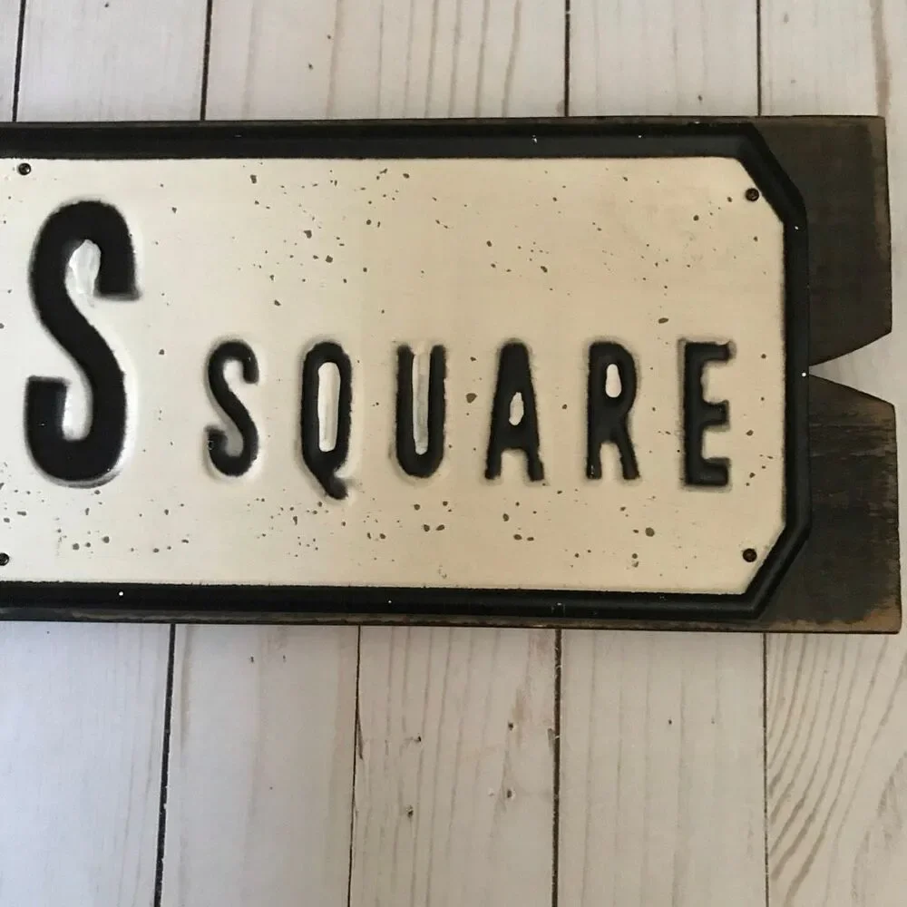Times Square wood and metal sign Rustic 20” x 5.5” home decor